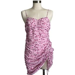 cotton candy la pink floral ruched dress